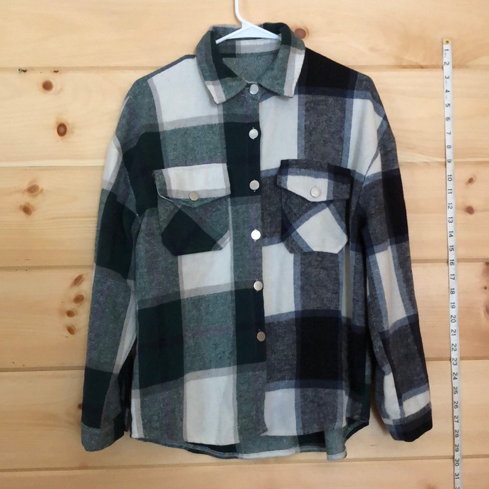 Navy Blue and Green Flannel